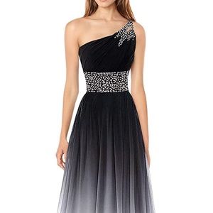 Ombré chiffon, one shoulder, long formal gown